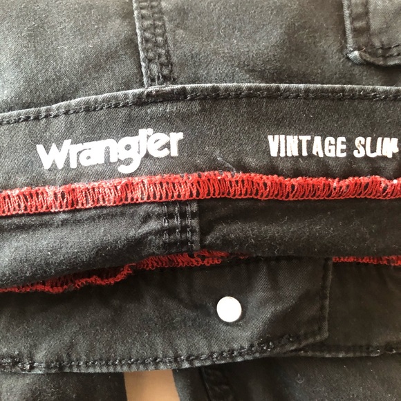 Vintage Wrangler Black Pants. Size 38x30. Red Trim - Picture 7 of 11